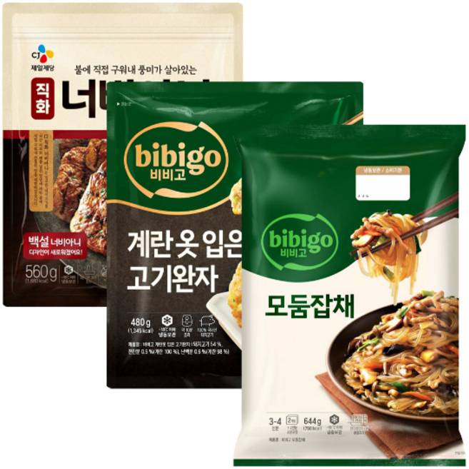 백설 너비아니560g+비비고 계란옷입은고기완자480g+비비고 모둠잡채644g, 1세트, 1.684kg