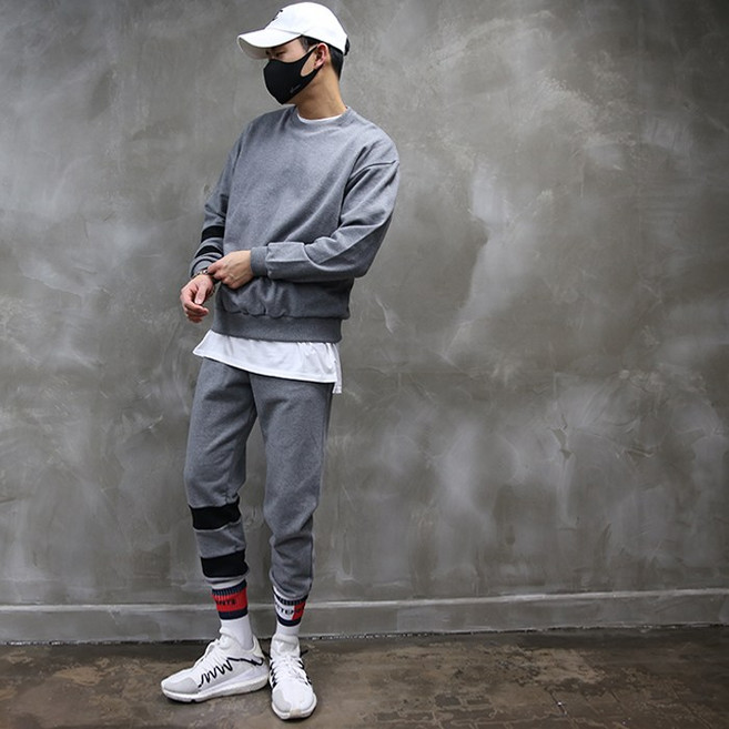 콘피아르 배색 두줄 트레이닝복 세트 TCSU09