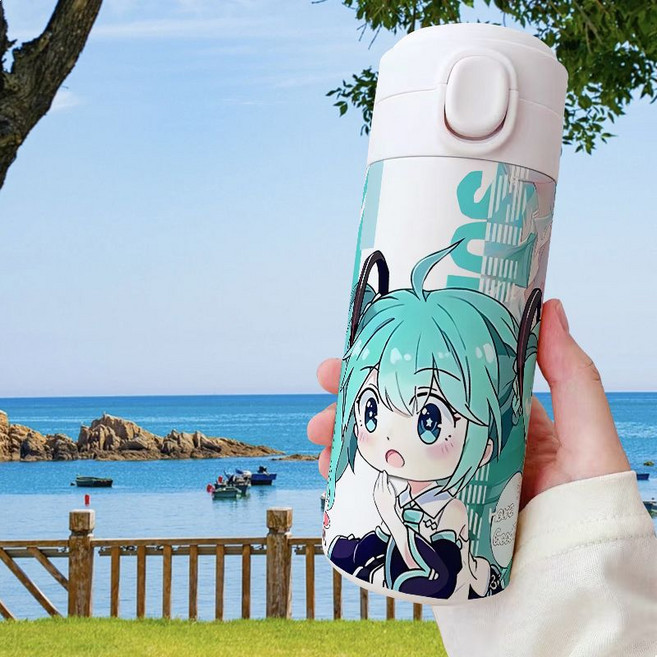 420ML 하츠네 미쿠 보온병 카와이 만화 그림 인쇄 물병 스테인레스 스틸 진공 플라스크 가상 커피 컵, 03 Hatsune Miku 3, 1개
