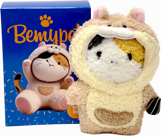 비마이펫 햄스터 잠옷 고양이 강아지 캐릭터 키링 인형 및 인형옷 세트, 1세트, 1. 햄스터 삼색이