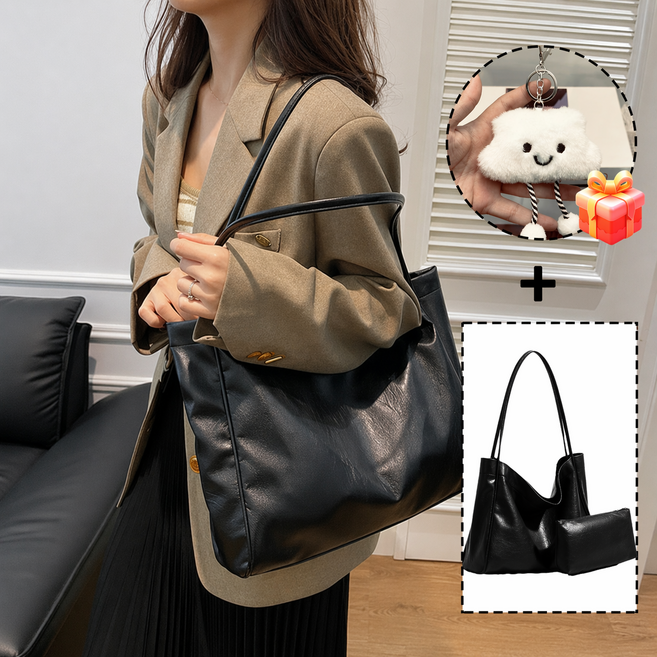 Novah 여성 가죽 숄더백 빅사이즈 토트백 보부상 데일리 직장인 대학생 노트북 수납 가방