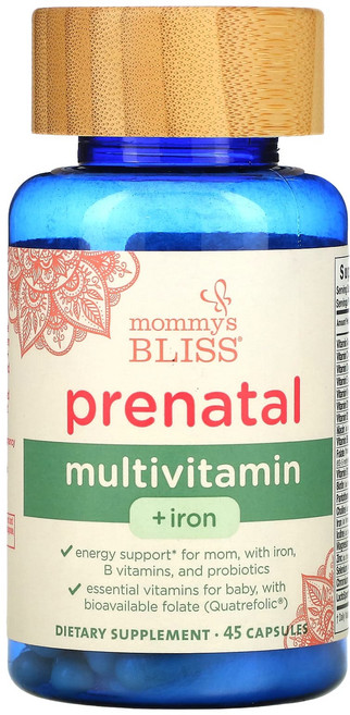 Mommy's Bliss 프리네이탈 멀티비타민 플러스 철분 45 캡슐, 1개, 1개, 45정
