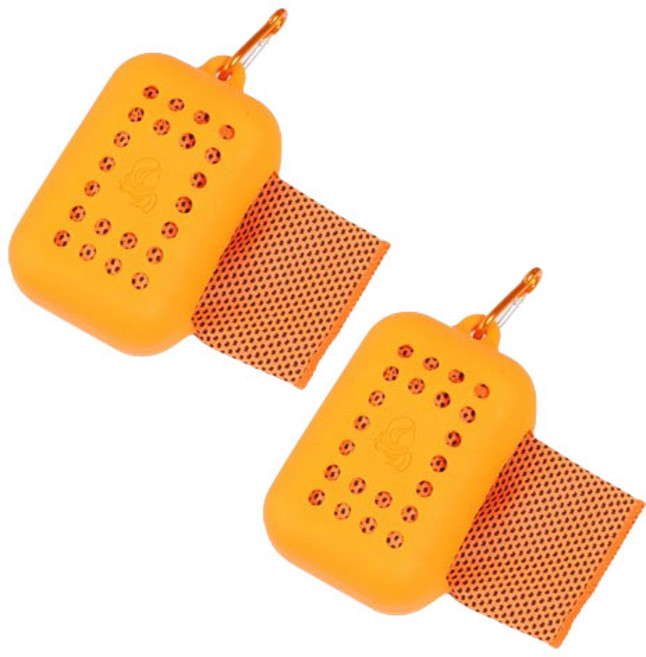 굿프랩 한 손에 쏙 미니 헬스 쿨 타월 스포츠 타올 2개입, 1세트, 오렌지