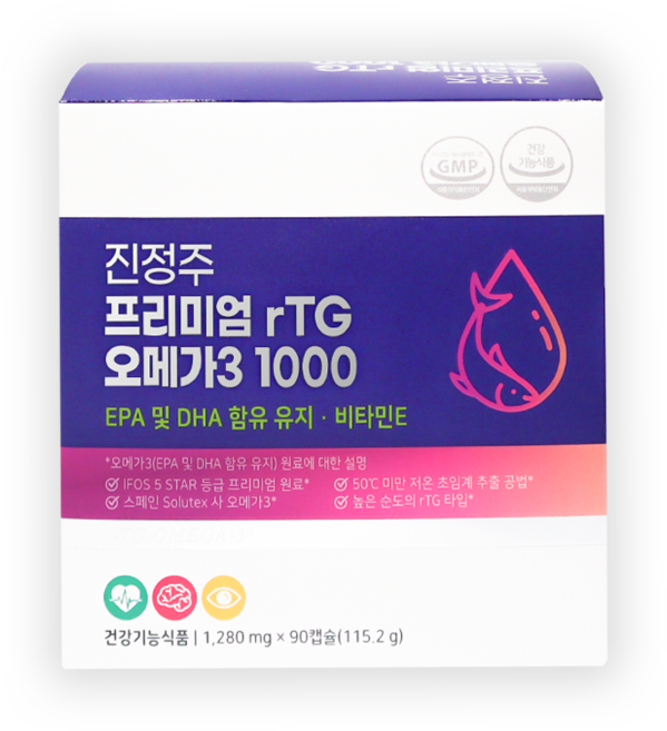 진정주 프리미엄 rTG 오메가3 1000 90캡슐 1박스 진약사몰, 90정, 1개