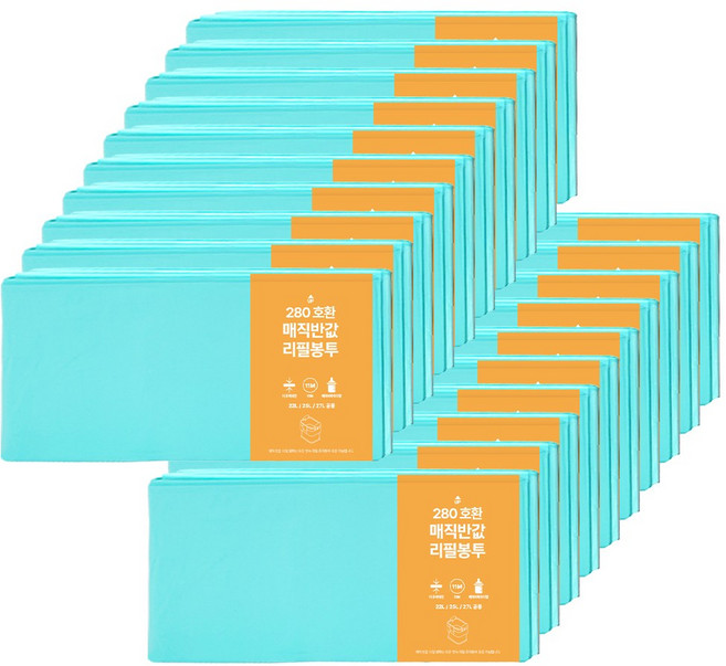 매직캔 호환 반값 리필봉투 280 베이비파우더향, 27L, 20개
