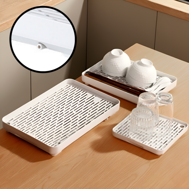 아르본드 뚫어쓰는 맞춤배수 식기건조대, 1개, 화이트 대형, 1단