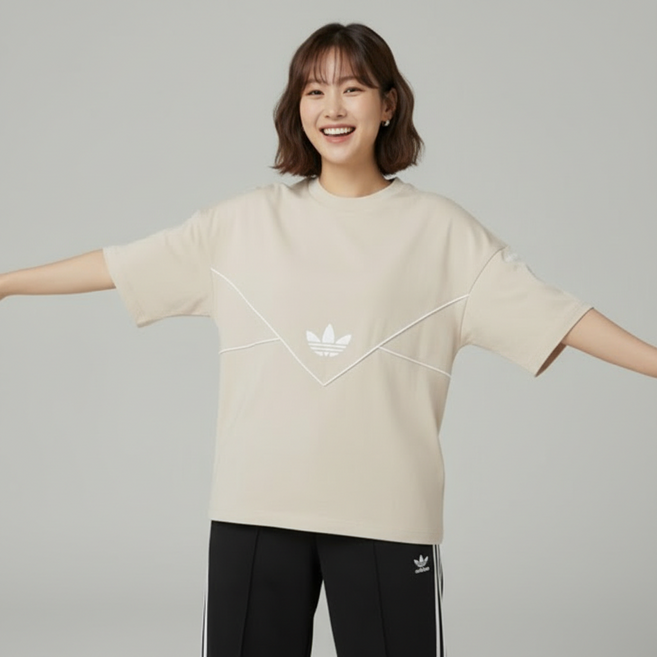 아디다스 오버핏 여성 반팔 티셔츠 오리지날 로고 캐주얼 반팔티