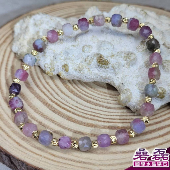 《碞磊國際》碧璽 西瓜碧璽 5mm 鑽切 方塊 設計款 手串