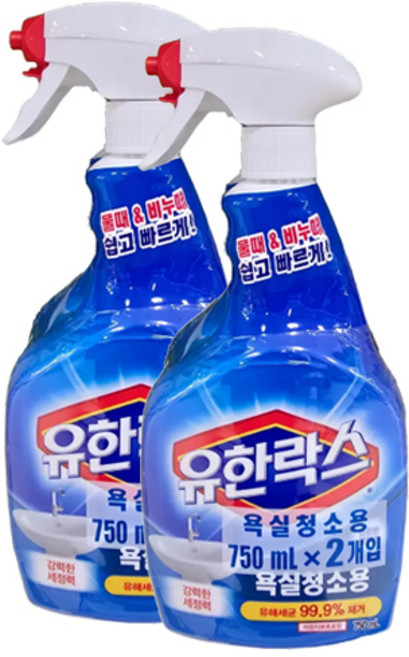 유한락스 욕실청소용 세정제, 750ml, 2개