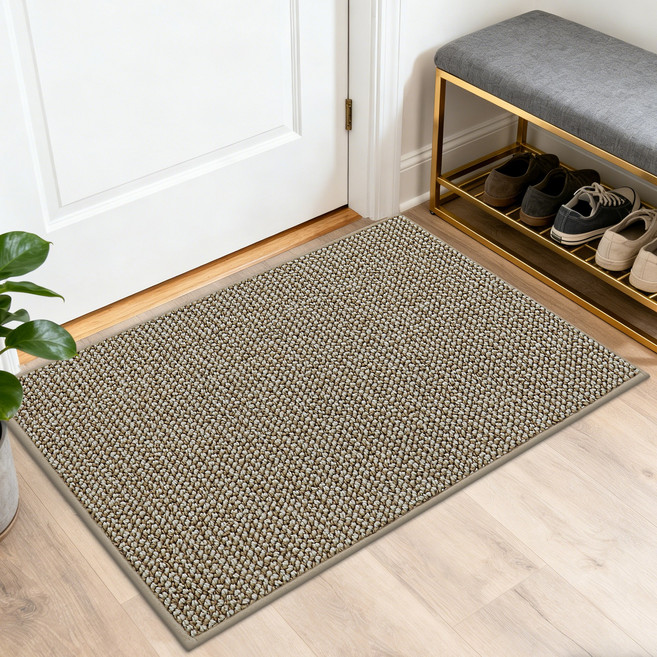 FloorHug 미끄럼방지 흡수형 현관 매트 먼지 차단 세탁기 세척 가능, 1개, 베이지