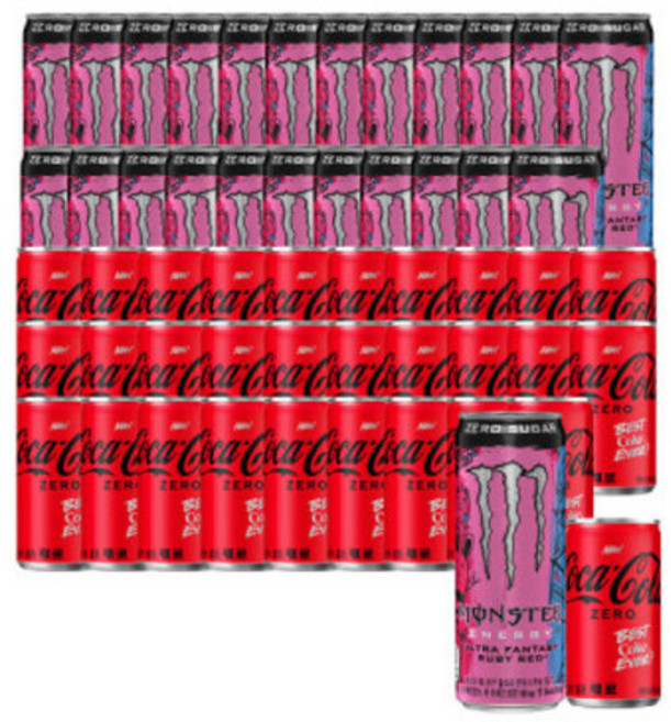 몬스터 에너지 루비레드 355ml x 24캔 + 코카콜라제로 190ml 30캔, 단일구성