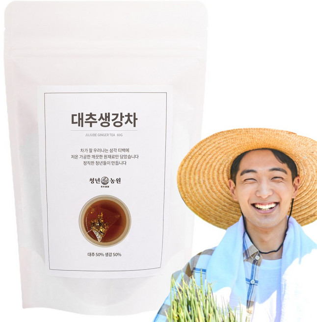 청년농원 대추생강차 티백 국산 100% 건강차 대용량 전통차, 1.2g, 50개입, 1개