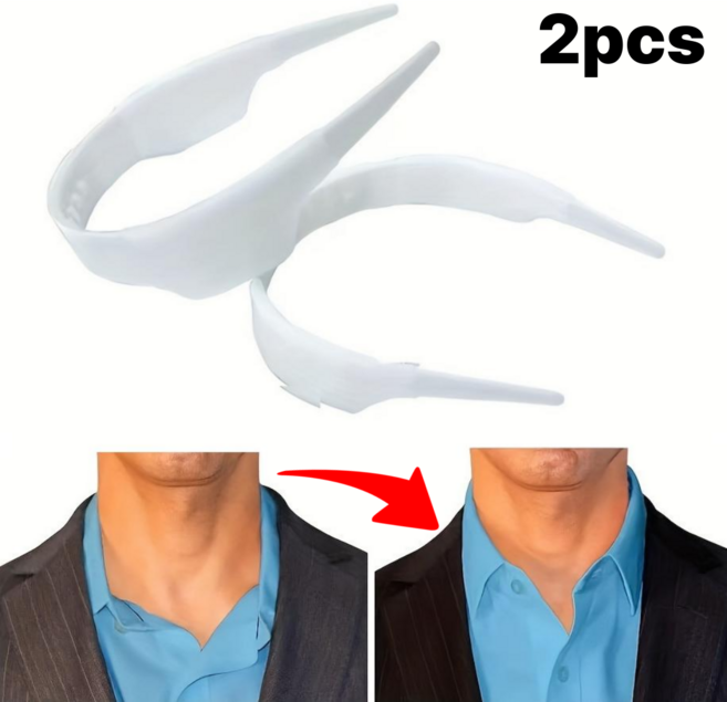 사이즈 조절 가능한 셔츠 깃 카라 고정 지지대 2P 세트, 2개, 화이트
