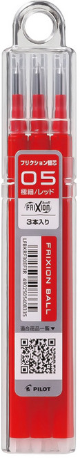 파이롯트 파이롯트 프릭션볼 노크 볼펜 리필심 3입 (LFBKRF30), EF레드0.5