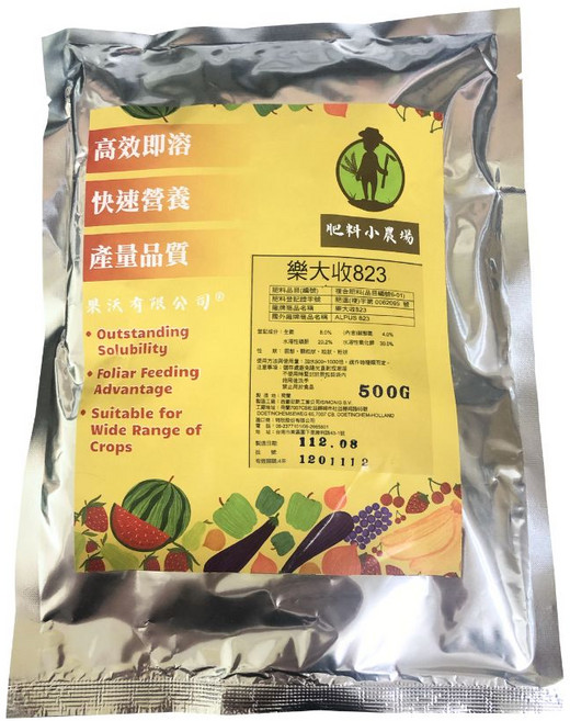 肥料小農場 樂大收823 高磷鉀即溶肥 促進開花結果, 500g, 1個
