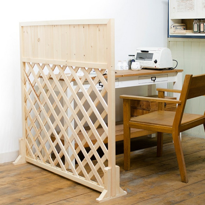 아이베란다 격자파티션 2단 소나무 래티스 격자창 원목 파티션, 600mm x 2000mm, 4.U자 지지대(1세트) 대