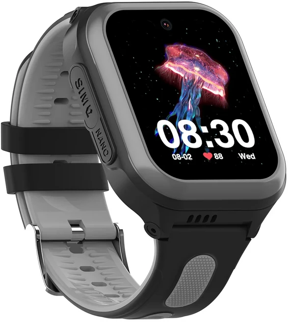 Wonlex 4G 어린이 스마트 시계 1.78'' AMOLED GPS WiFi 모니터 추적기 위치 영상 통화 WhatsApp Android8.1, 01 black