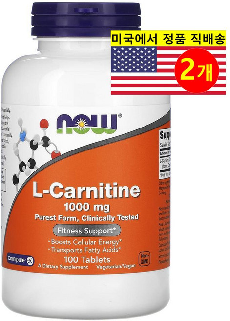 나우푸드 엘카르니틴 L카르니틴 1000mg 100정 x 2통, 2개