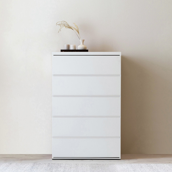 동서가구 미르쉘 800 5단 광폭서랍장 DF911650, 올화이트