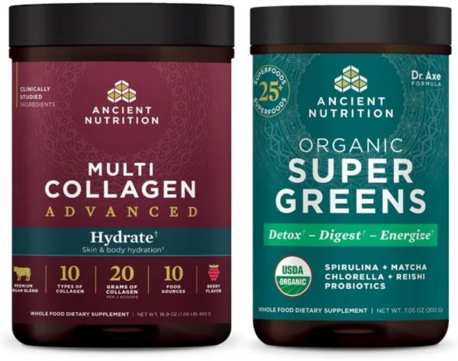 Ancient Nutrition Multi Collagen Advanced Powder Hydrate Mixed Berry 30 Servings + Supergreens P, Ancient Nutrition Multi Collag, 1, 480g - 쿠팡
