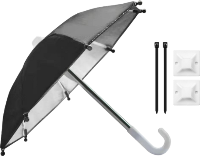 투케바이크 오토바이 자전거 햇빛가리개 미니우산 + 케이블타이 2p+ 양면테이프마운트 2p, 블랙