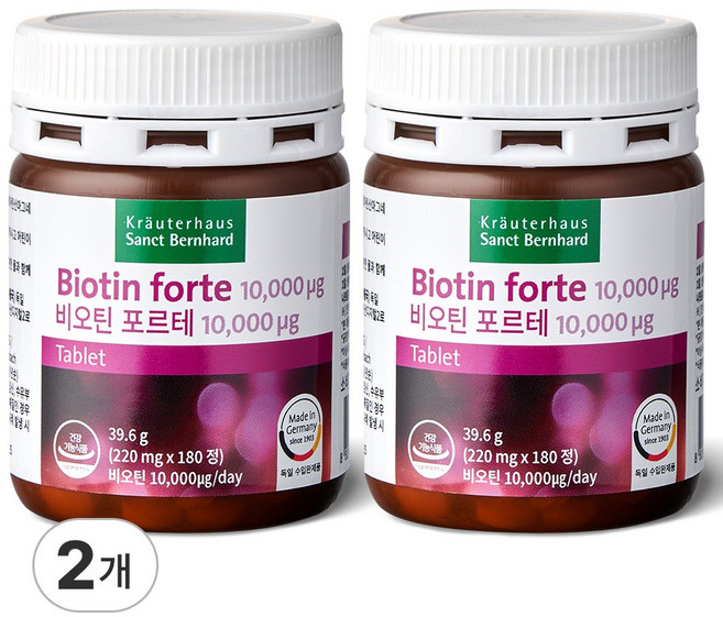 독일산 비오틴 10000 식약처인증 건강기능식품 바이오틴, 2개, 180정