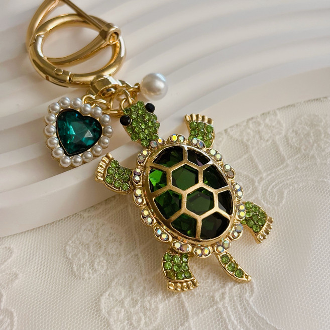 복을 부르는 큐빅 거북이 키링, 1개, 그린