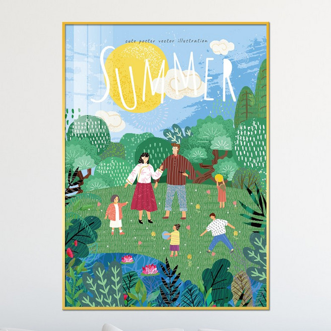 아트블루 북유럽 계절 일러스트 그림액자 아아방 거실 인테리어 소품, [2] 여름 일러스트