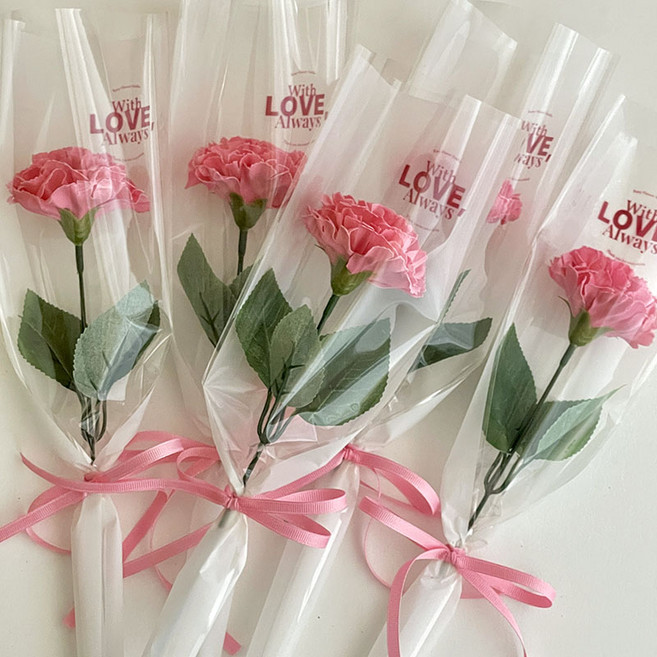 로지플라워스튜디오 한송이 카네이션 비누꽃다발 / 5개 세트 / 핑크카네이션 어버이날 스승의날 / 꽃다발 졸업식 연주회 학예회 비누꽃, 핑크