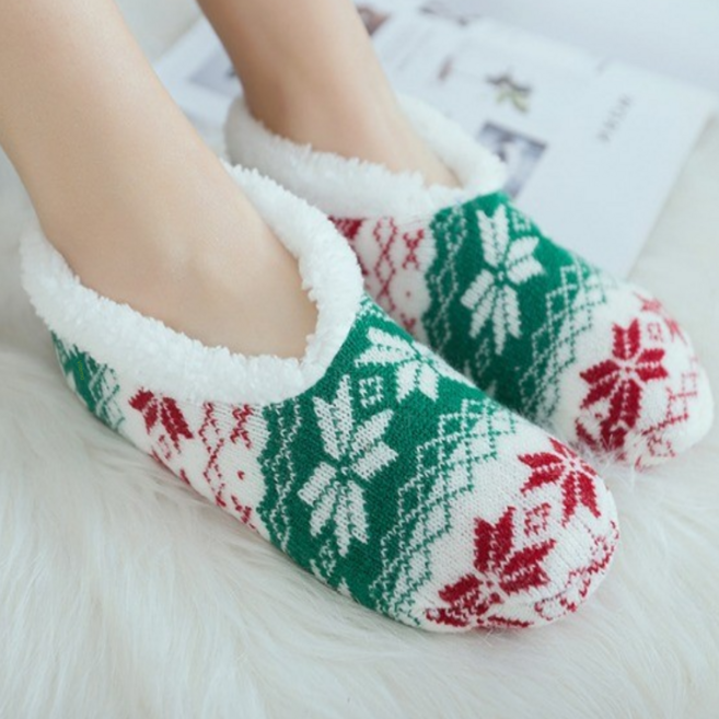 Vitemo 두꺼운 수면양말 미끄럼 방지 레트로 덧신 실내화