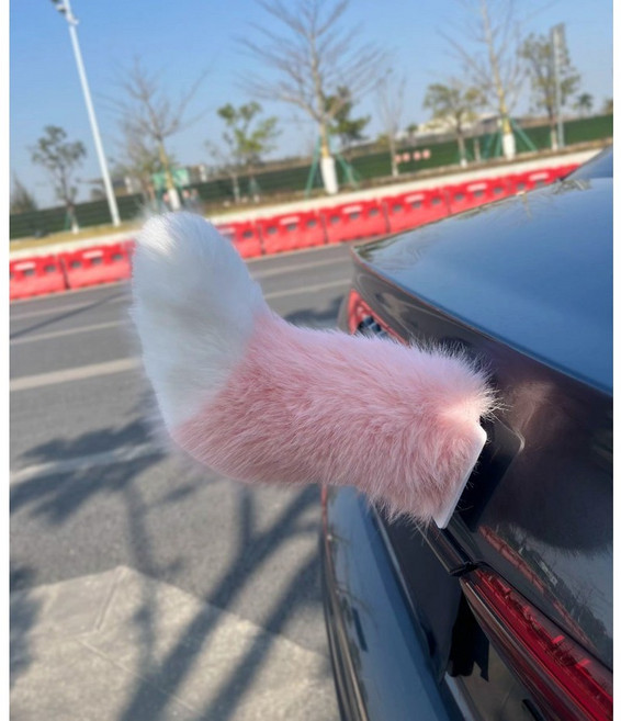 차량용 움직이는꼬리 2차원 귀여운 자동차 엉덩이 아이디어 장식품 리모컨 부착 인테리어 여자 보송보송한꼬리 동물 털 남자 선물 여우꼬리, 1개, 움직이는꼬리[핑크베이지]리모컨+벨크로단일규격