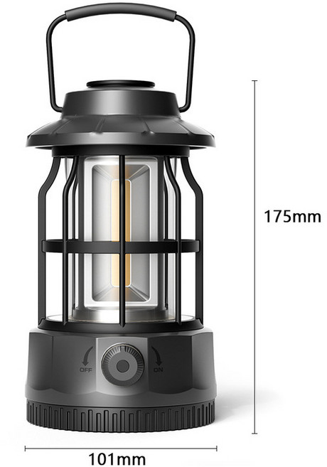 復古充電露營燈 戶外帳篷燈 手提野營燈, L801B黑色 電池款 101*175mm, 1個