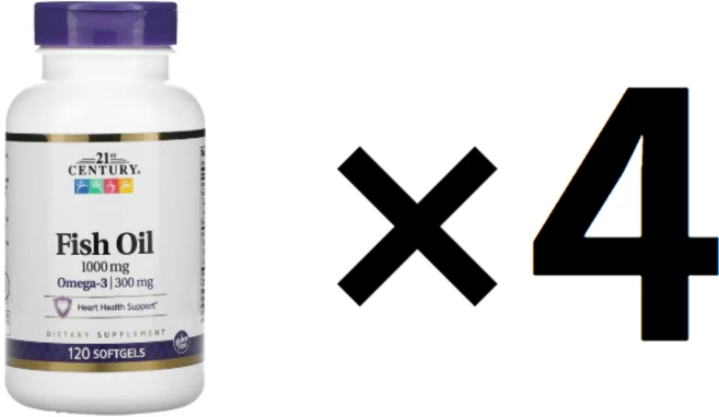 21st 센추리 생선 오일 1000 mg 120 소프트 젤, 120정, 4개 - 쿠팡
