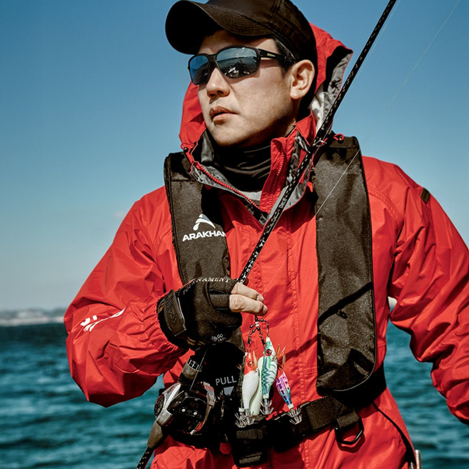 아라칸 자동 팽창식 선상 구명조끼 낚시 경량 구명조끼 F005, 블랙