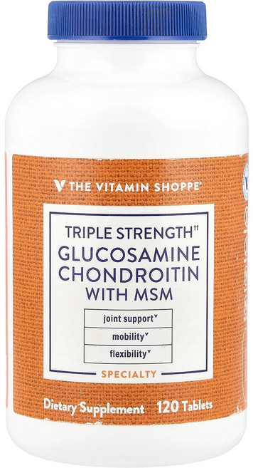 비타민숍 글루코사민 콘드로이친 MSM The Vitamin Shoppe Glucosamine Chondroitin MSM 120정, 120 개