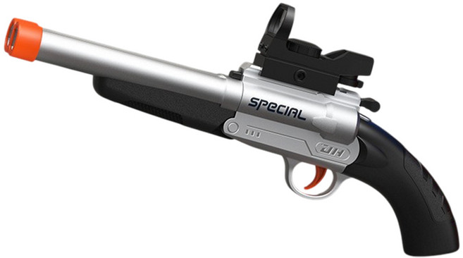 UB 더블 배럴 샷건 S686 에어 소프트 탄두 너프건, 가로형 단총, 실버, 1개