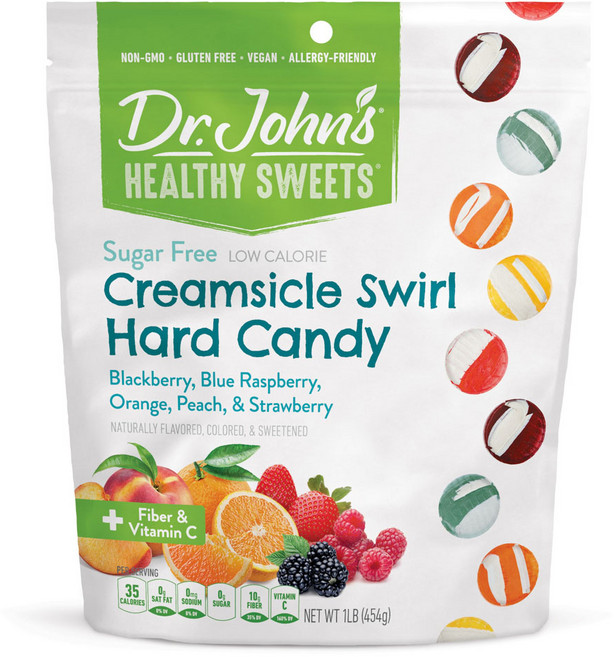 닥터존스 크림시클 스월 하드 캔디 블랙베리 블루 라즈베리 오렌지 복숭아 딸기 맛, 454g, 1개
