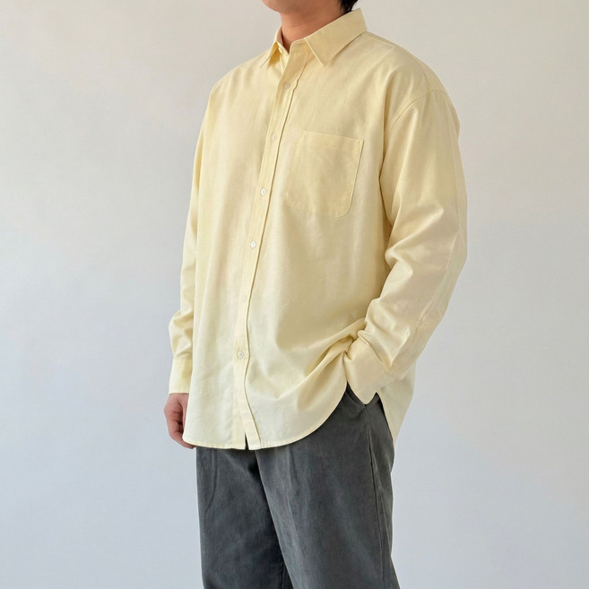 남자 오버핏 옥스포드 셔츠 베이직 캐주얼 긴팔 셔츠 made in korea (9color)