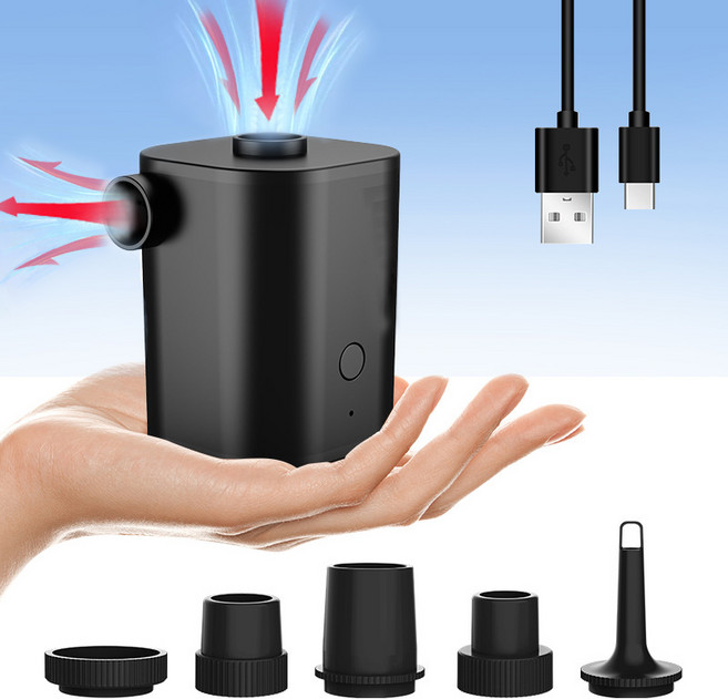 KORELAN 스마트 다용도 무선 휴대용 에어펌프 (에어/방기 가능 - 캠핑 수영장 부유물 에어쿠션 침대 매트리스 튜브 진공 수납백에 매우 적합), 블랙, 1개