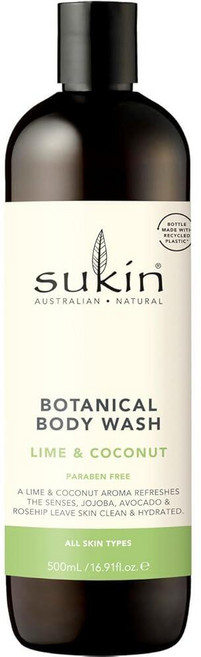 Sukin Botanical 바디 워시 라임 & 코코넛 500ml(16.9온스)