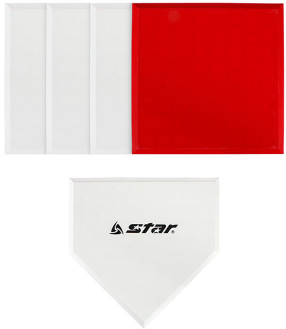 [STAR] 뉴 티볼 베이스 세트 고무재질 티볼경기 학교체육, 화이트/레드, 1세트