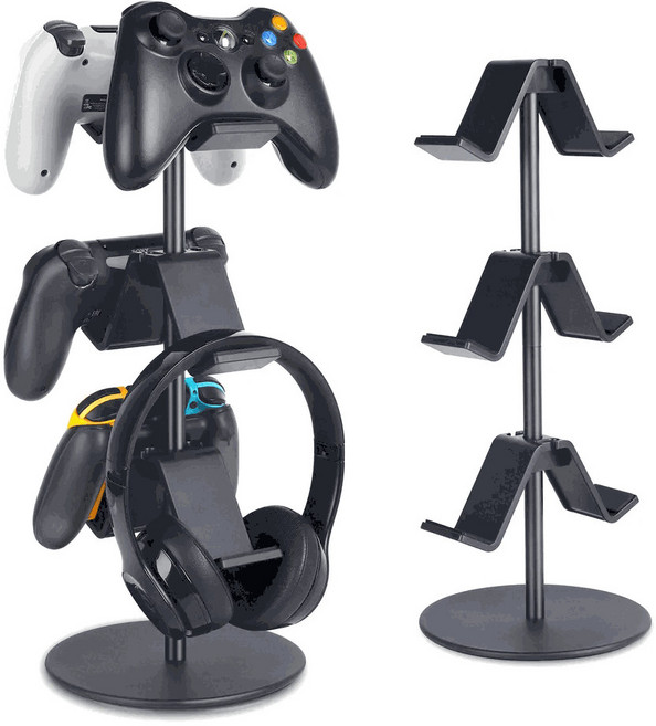 쓰임새 3단 게임패드 컨트롤러 거치대 헤드셋 링피트 듀얼센스, 1개, 블랙, 3단 컨트롤러 거치대