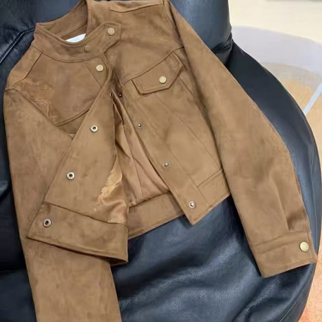 AOKADA 여성 봄 가을 루즈핏 스웨이드 자켓 털안감 무수탕 점퍼 아우터