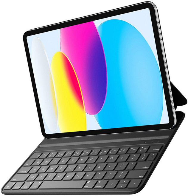 HOU 아이패드 2가지 각도 마그네틱 슬림 키보드 케이스 10세대/10.9/11인치, 블랙, 10.9인치(10세대)