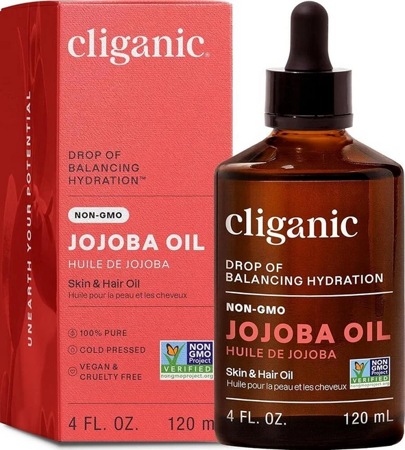 Cliganic 피부 모발 및 얼굴을 위한 GMO 프리 호호바 오일 (118.3ml(4온스) | 100% 순수 천연 냉압착 정제되지 않은 헥산, 4 Fl Oz (Pack of 1), 1개 - 쿠팡