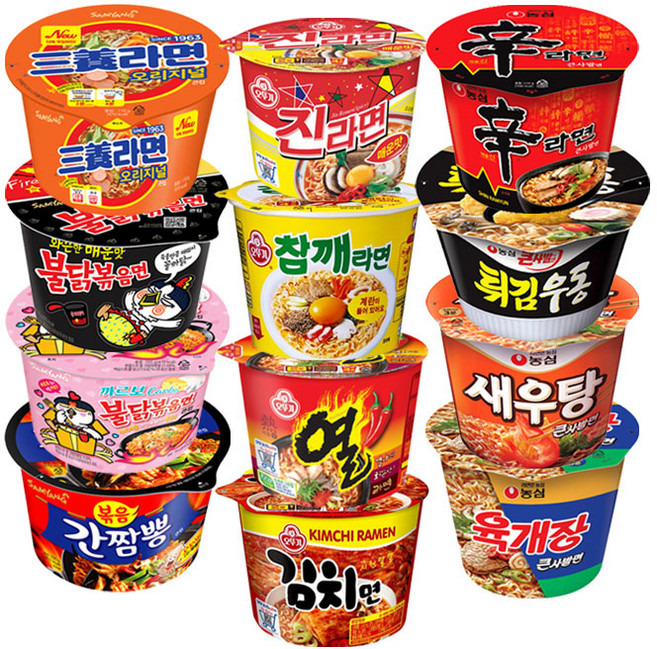 오뚜기 농심 삼양 용기컵라면 12종 (진매+참깨+열+김치면+신라면+육개장+튀김우동+새우탕+삼양라면+불닭볶음+까르보불닭+간짬뽕), 1개