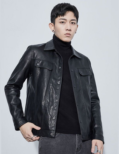 봄 가을 남자 칼라 가죽 점퍼 남성 양가죽 바이커 재킷 스타일리시 기본 카라 봄 가을 아우터 LT