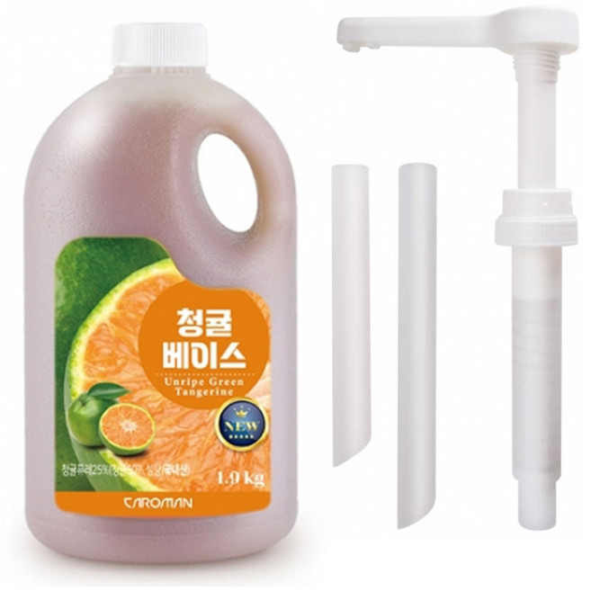까로망 청귤 베이스 1.9kg + 전용 소스펌프 증정 | 대용량 청귤 액상 베이스 홈카페 음료, 2개