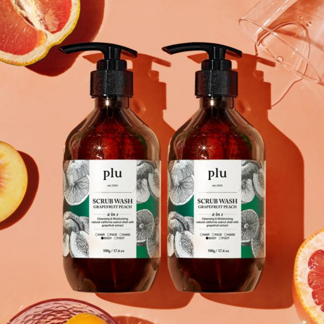 플루 2개 데일리 스크럽 바디워시 자몽피치 500g