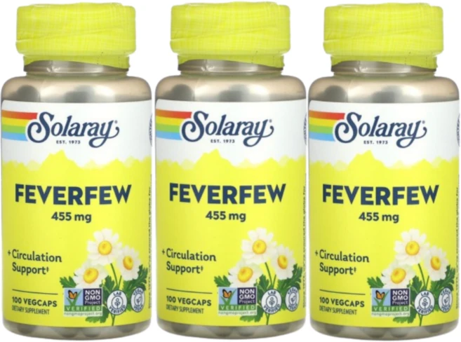 솔라레이 피버퓨 455mg 베지캡, 3개, 100정 - 쿠팡